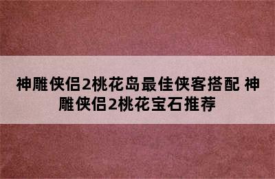 神雕侠侣2桃花岛最佳侠客搭配 神雕侠侣2桃花宝石推荐